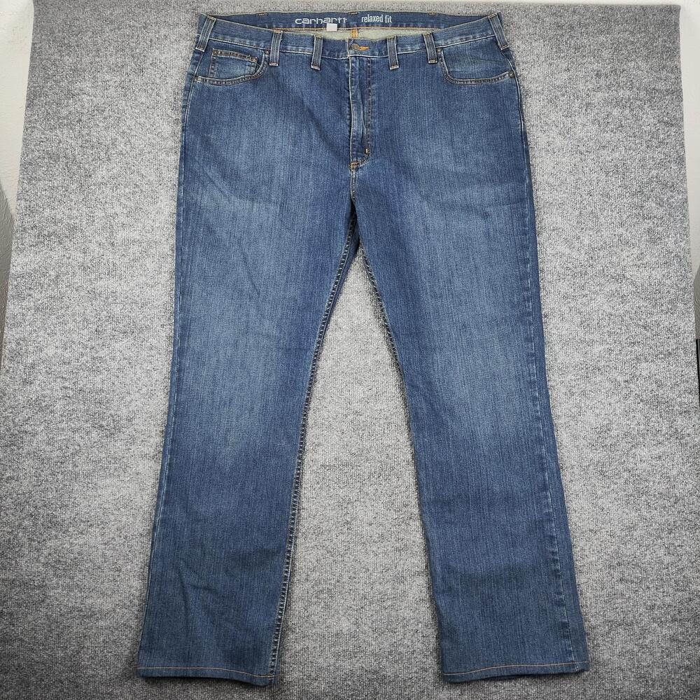 Carhartt Jeans Mens 44x34 Blue Medium Wash Relaxed Fit Straight Denim Pants